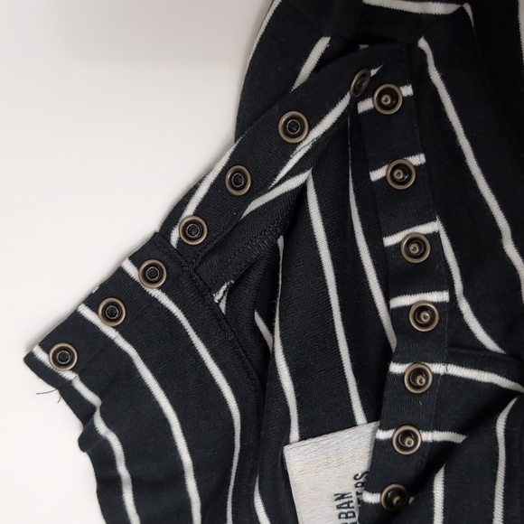 BDG Mock Neck Long Sleeve striped navy  Mini Dress. Size L - Picture 4 of 7